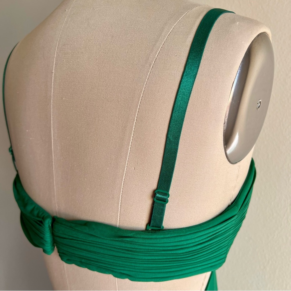 BCBGMaxazria Medium Emerald Green Open Back Mini Dress Strapless Straps - Picture 8 of 16